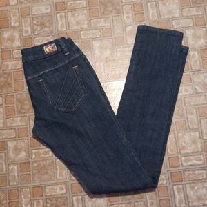 Dark Blue Women's Straight Leg Jeans Size 26  Long AKDMKS